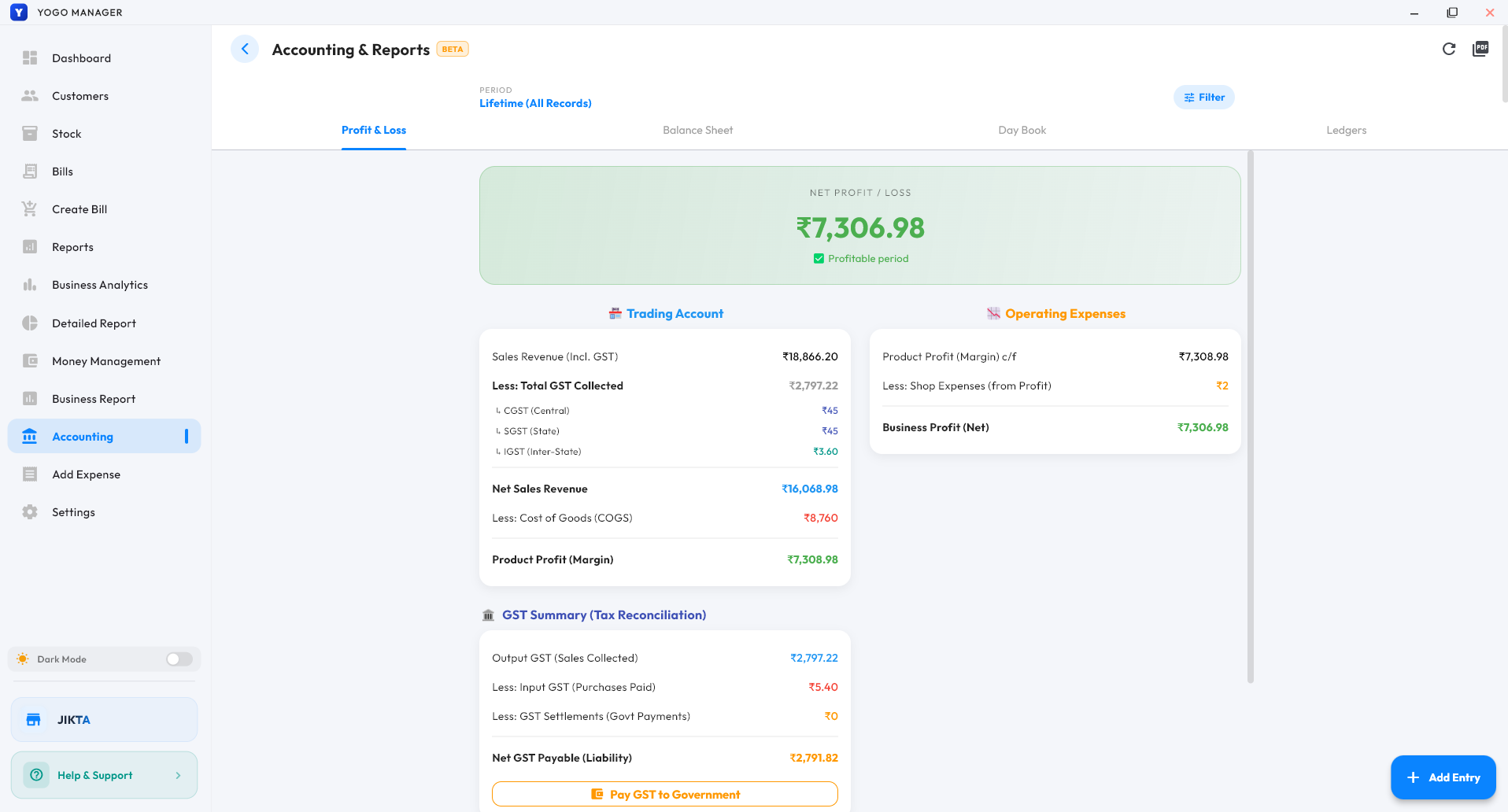 Profit & Loss Report